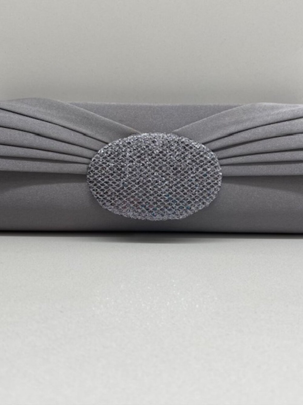 Silver/Grey Satin Evening Clutch/Bag